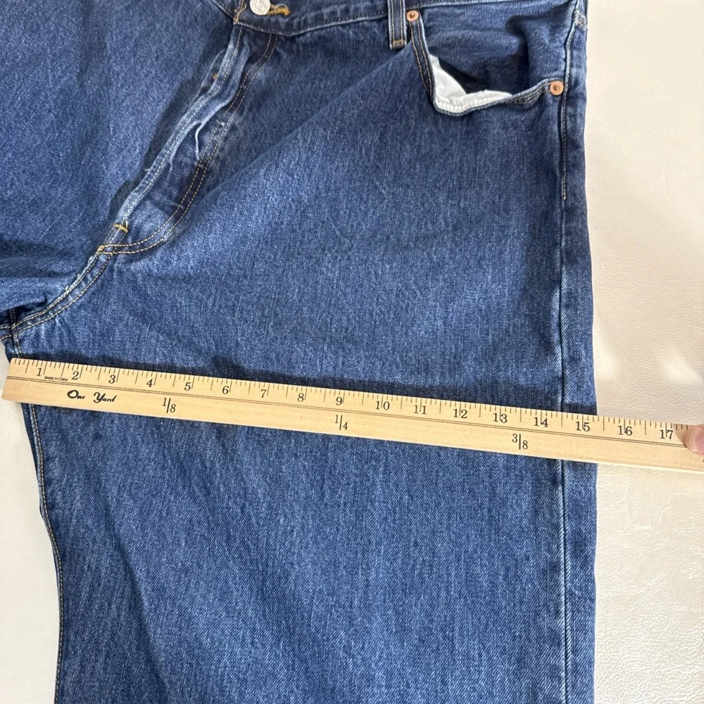 Levi's Men's Blue 501 Straight Fit Denim Jeans Button Fly 5-Pocket 46x32
